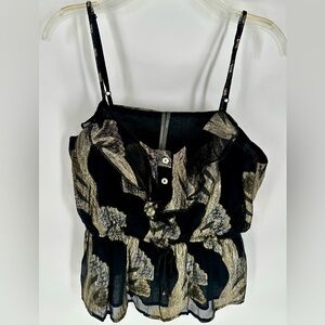Anthropologie Camisole Top Black and Gold Textured Small